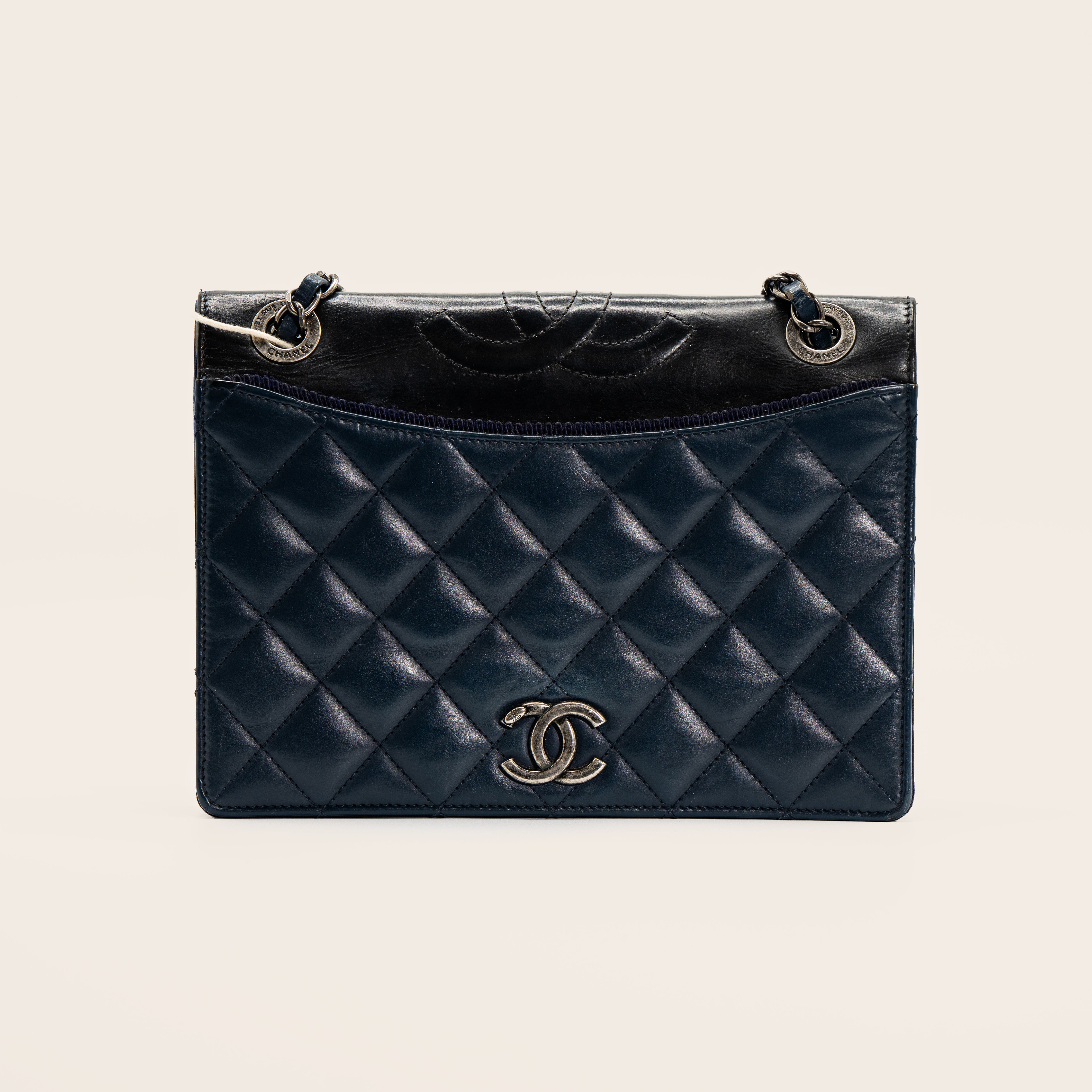 Chanel Quilted Ballerine Flap Calfskin Blue & Black