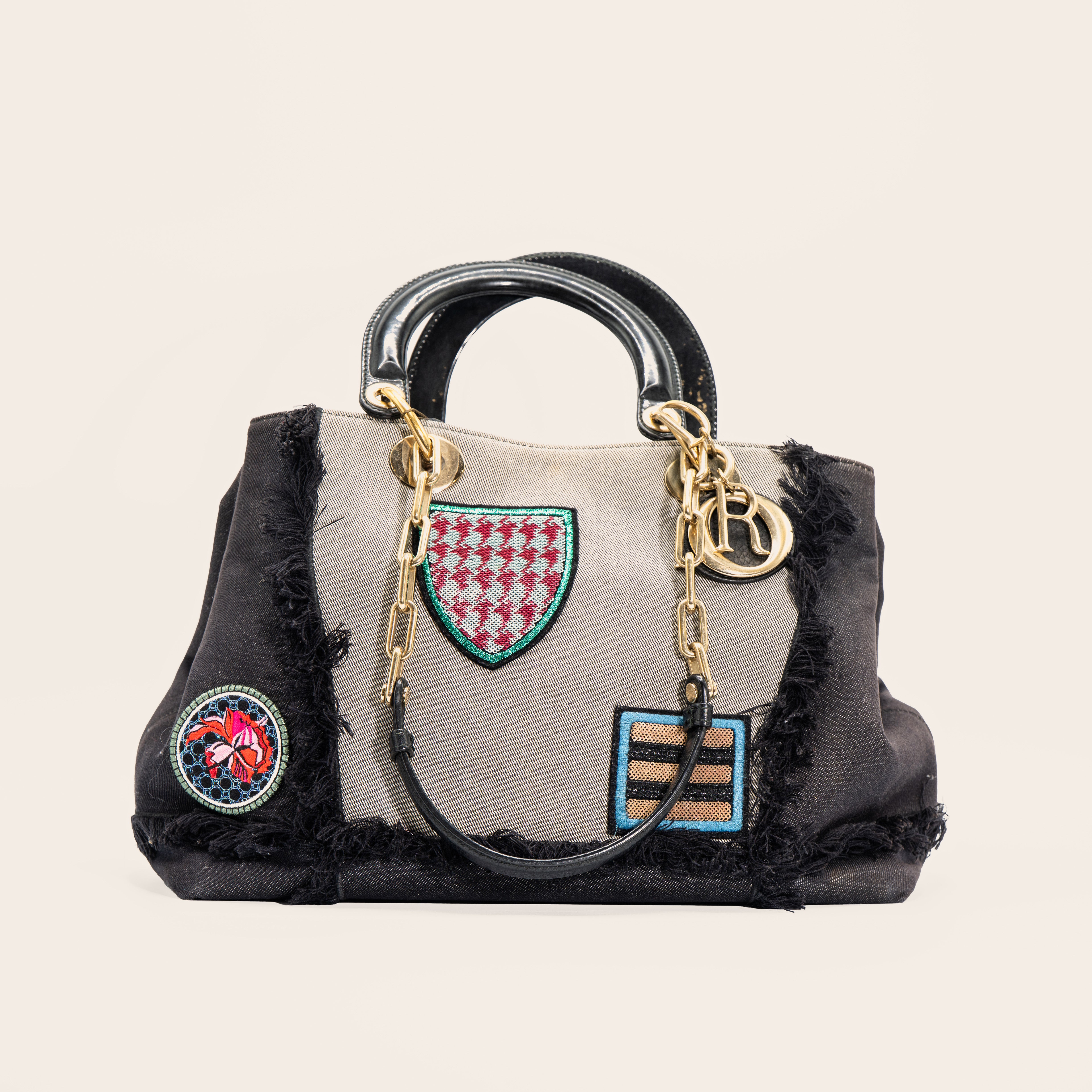 Christian Dior D-Lite Canvas Denim Tote