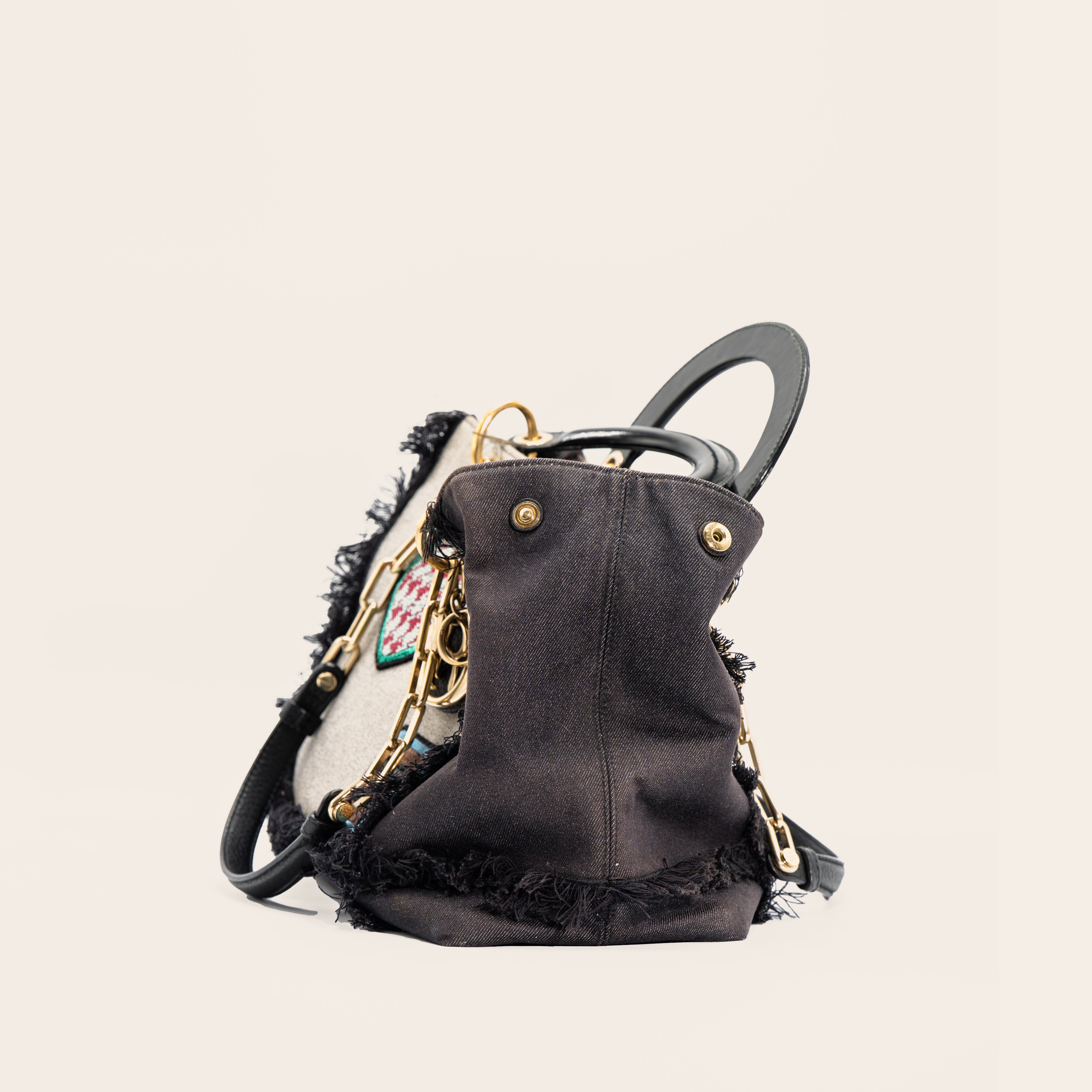 Christian Dior D-Lite Canvas Denim Tote