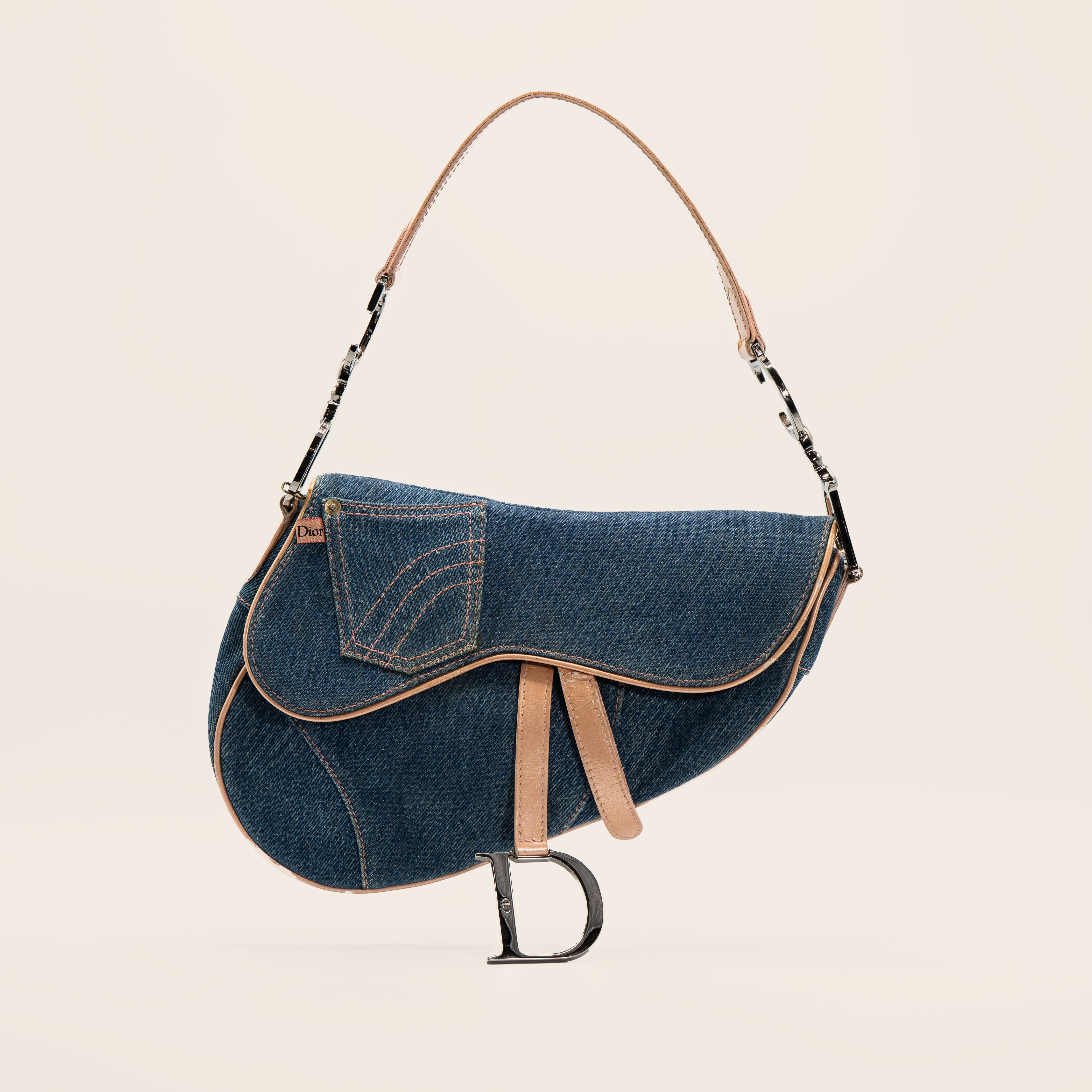 Christian Dior Vintage Denim Saddle Bag