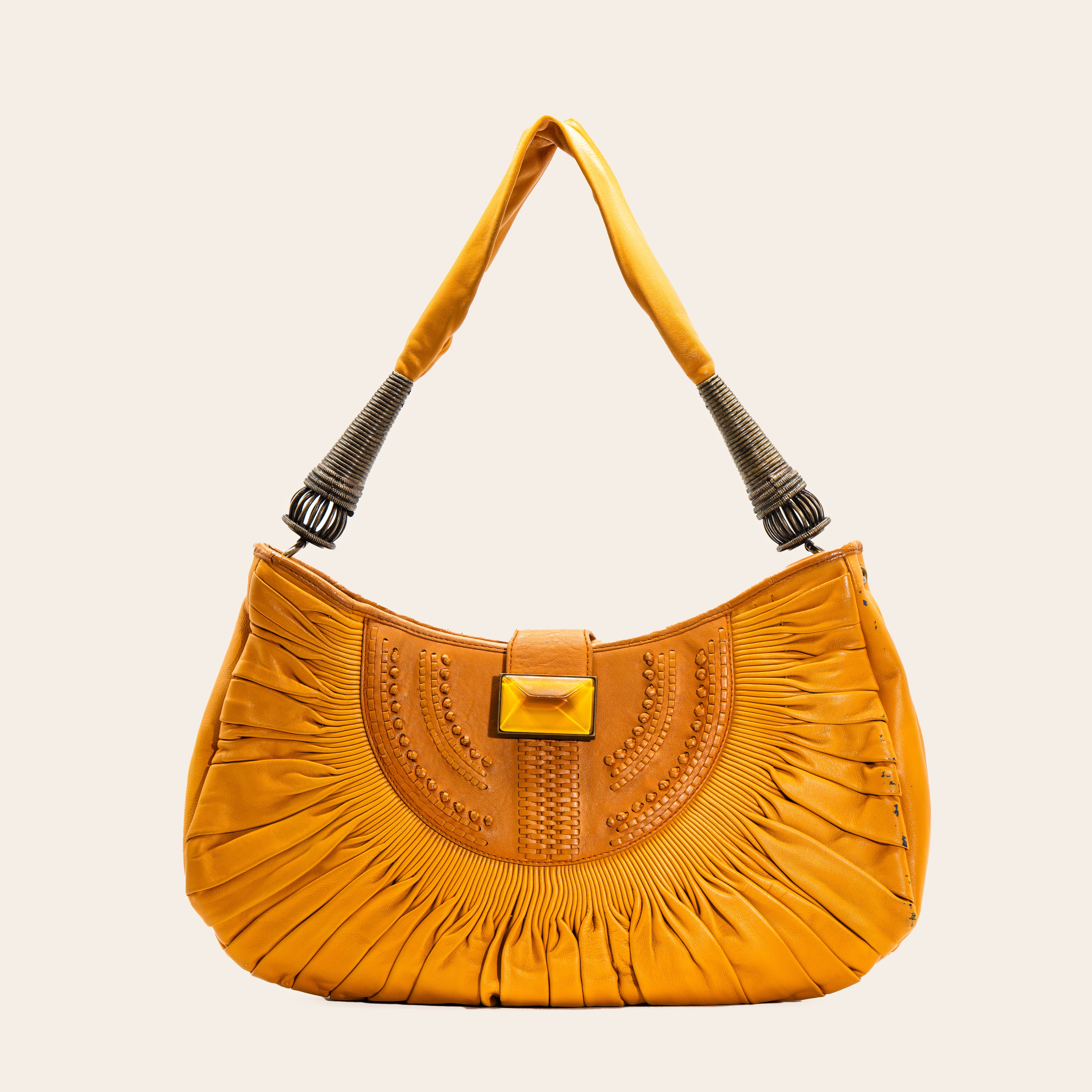Christian Dior lambskin Plisse Tote Light Brown
