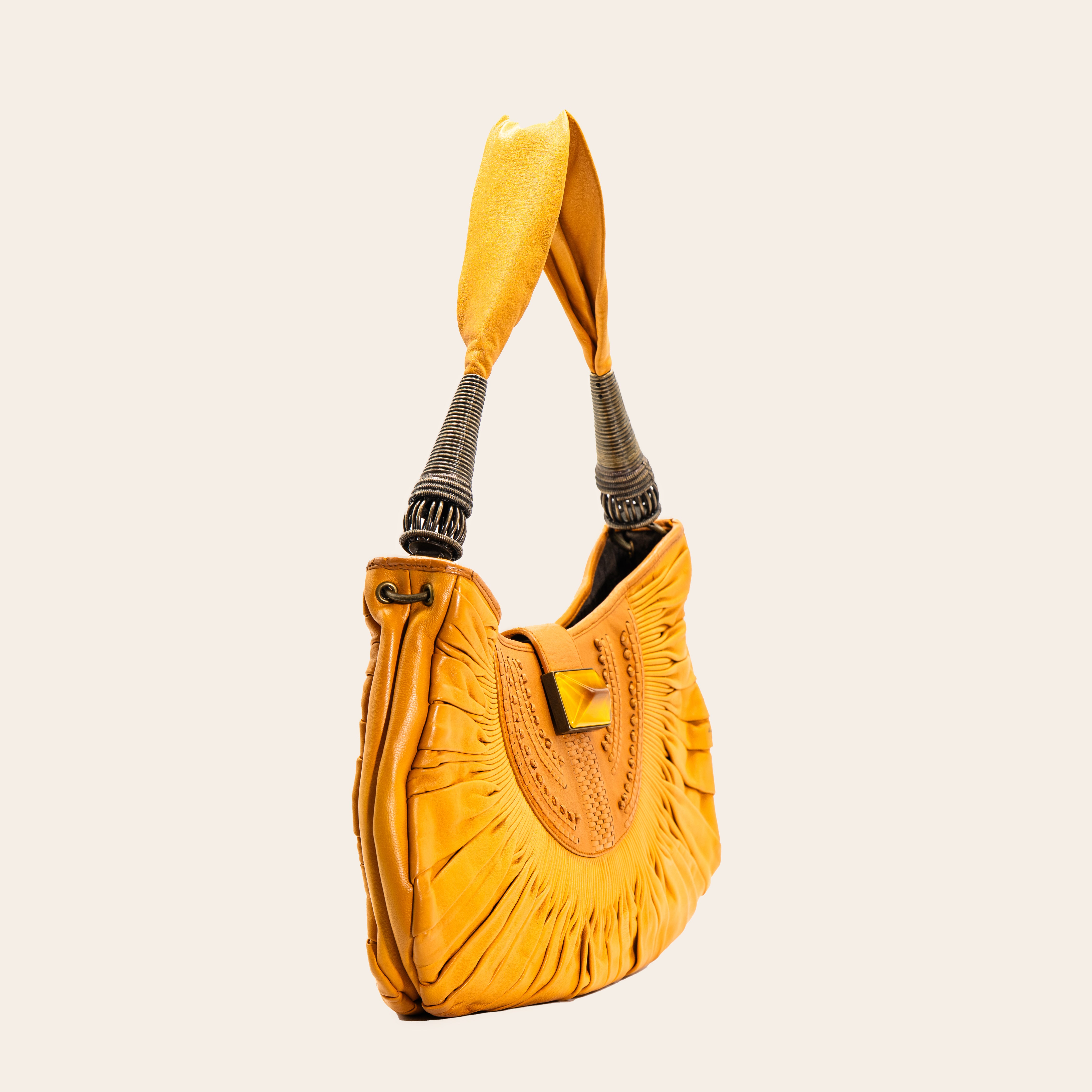 Christian Dior lambskin Plisse Tote Light Brown