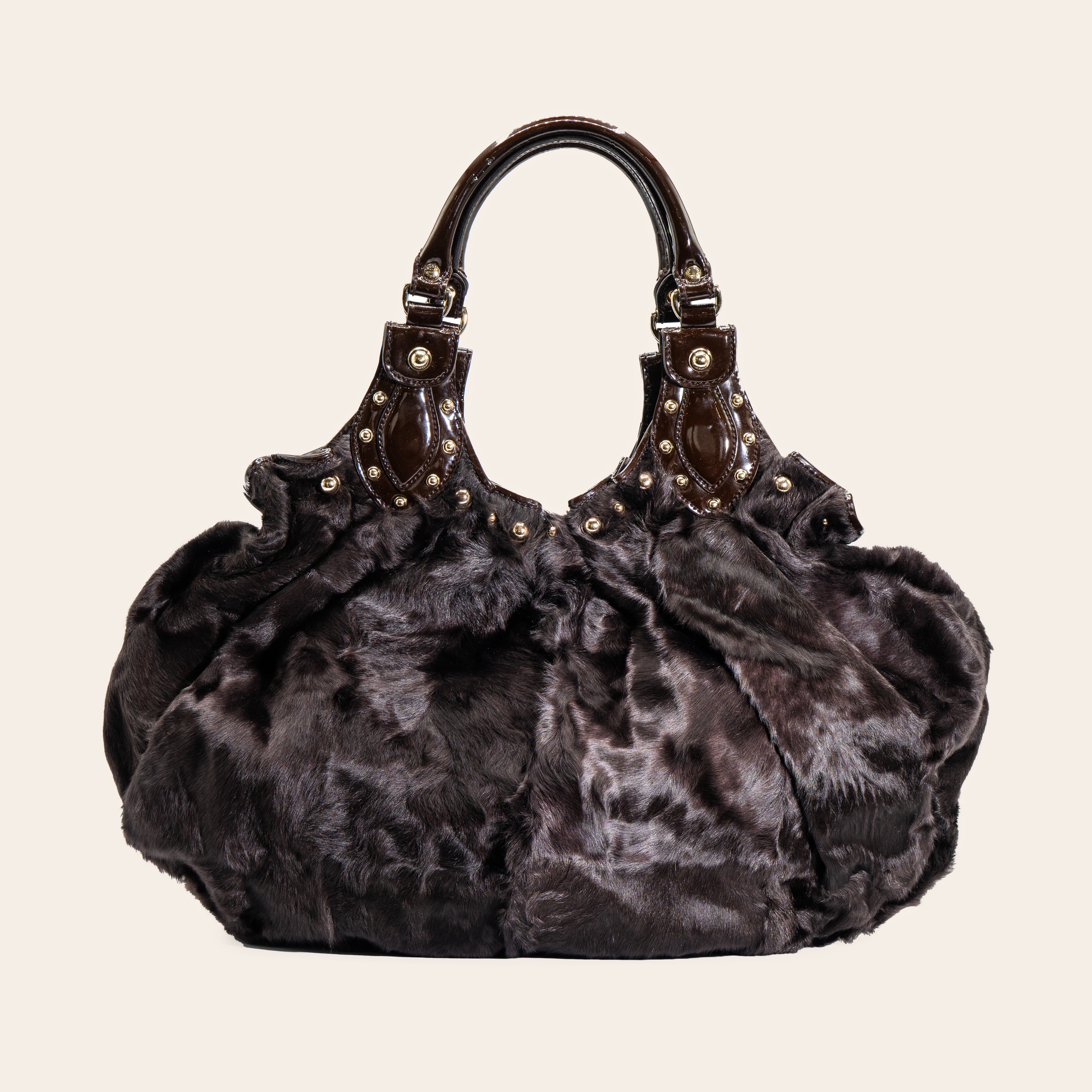 Gucci Artrakhan Hobo Tote Black Fur