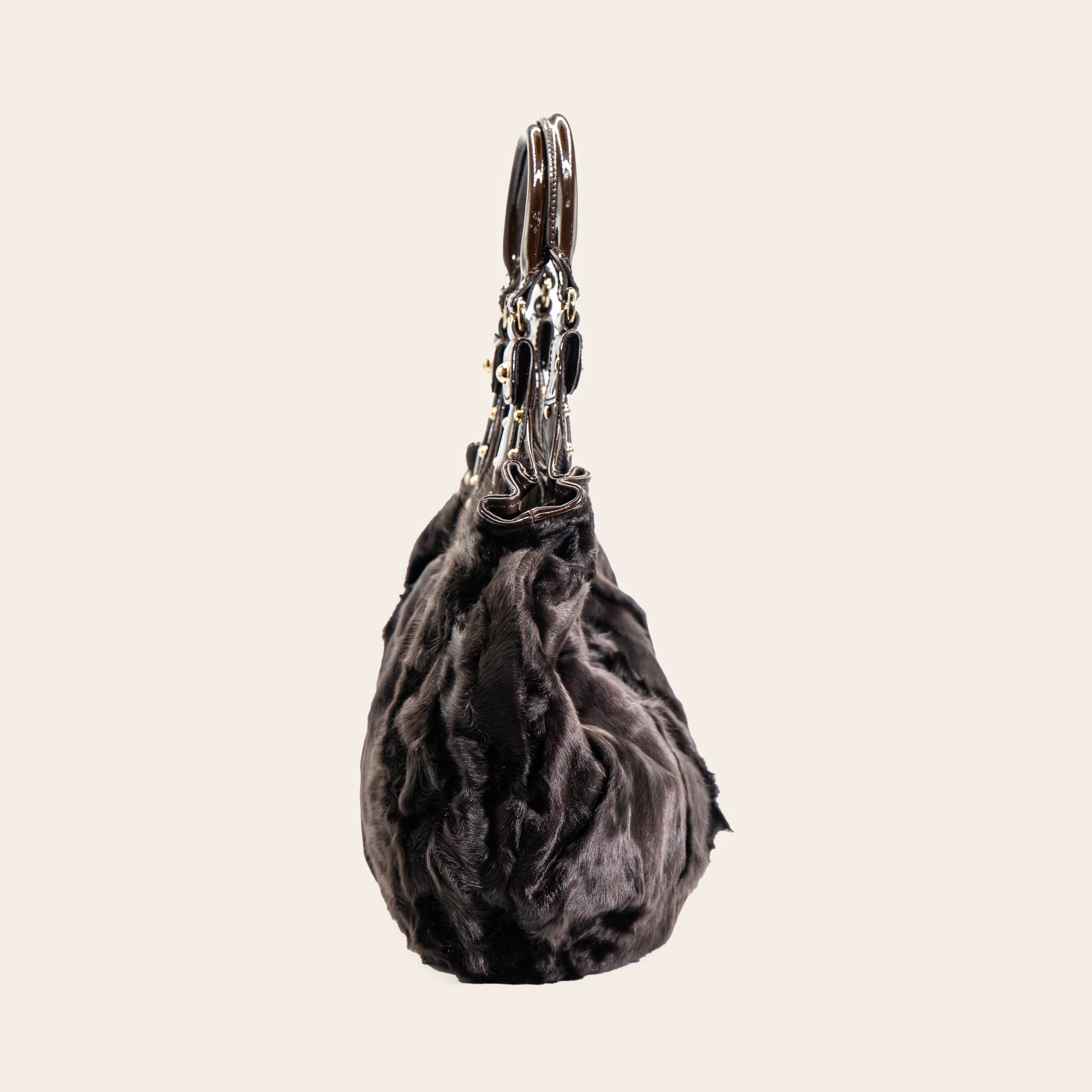 Gucci Artrakhan Hobo Tote Black Fur
