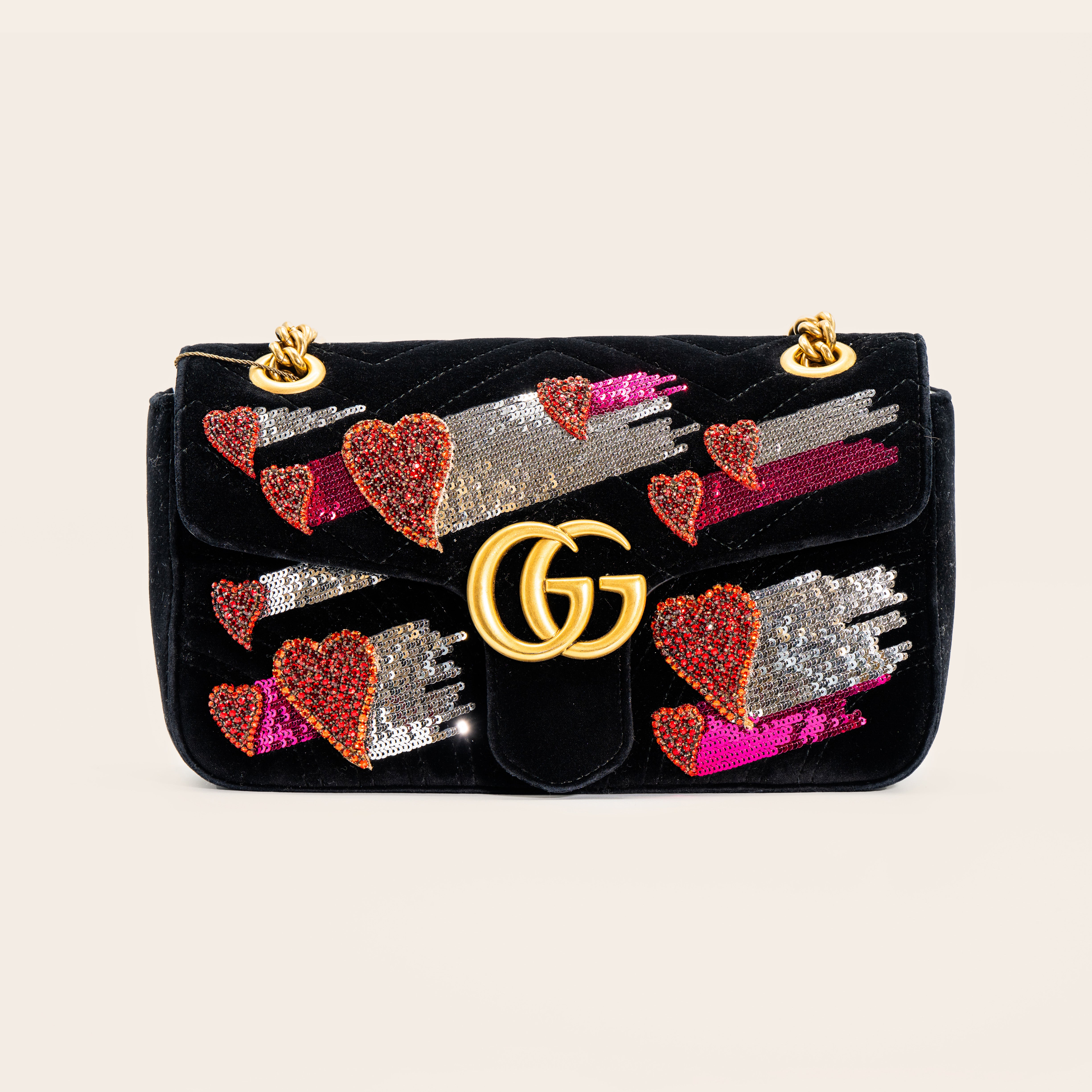 Gucci Limited Edition Sequin Embellished Velvet Shoulder Bag