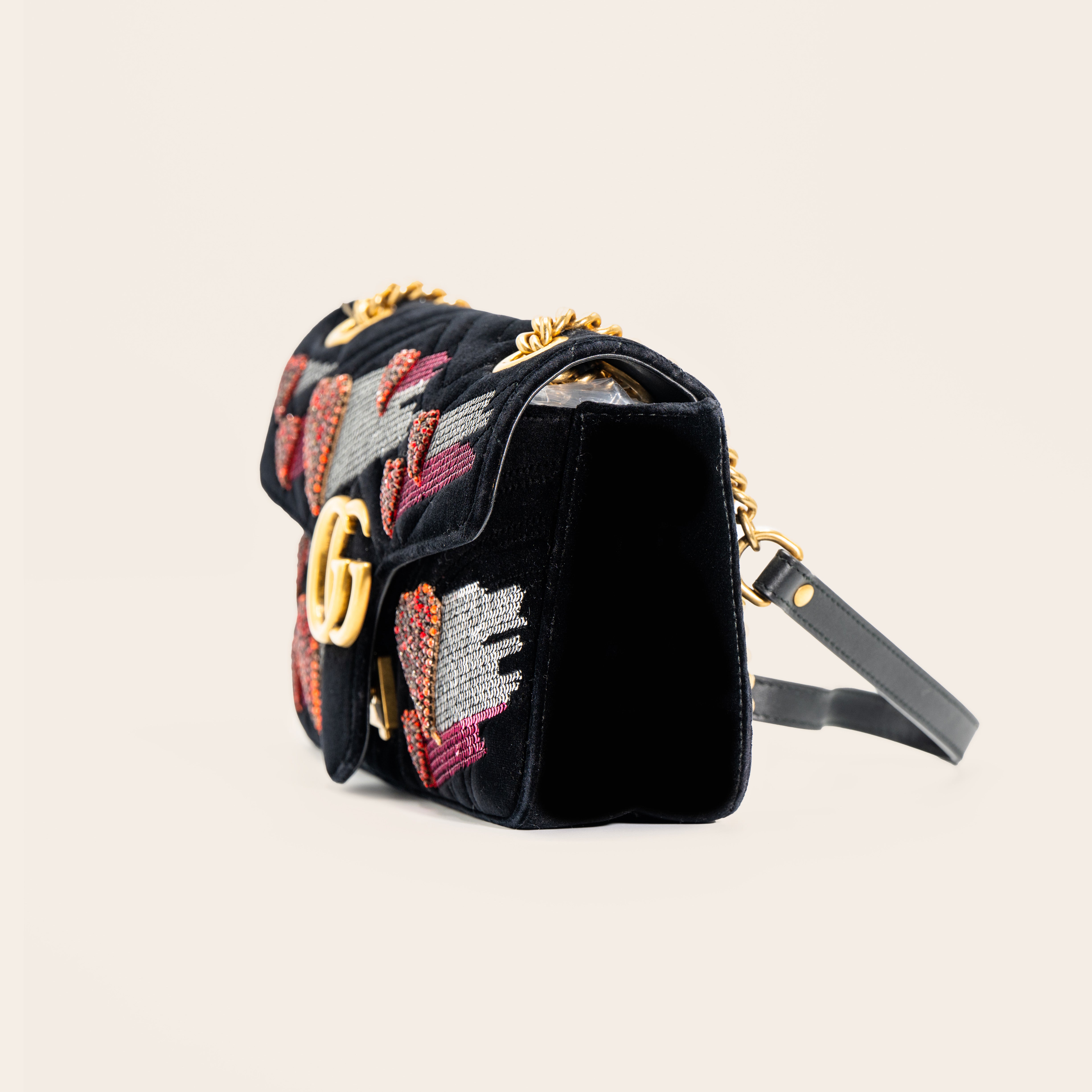 Gucci Limited Edition Sequin Embellished Velvet Shoulder Bag